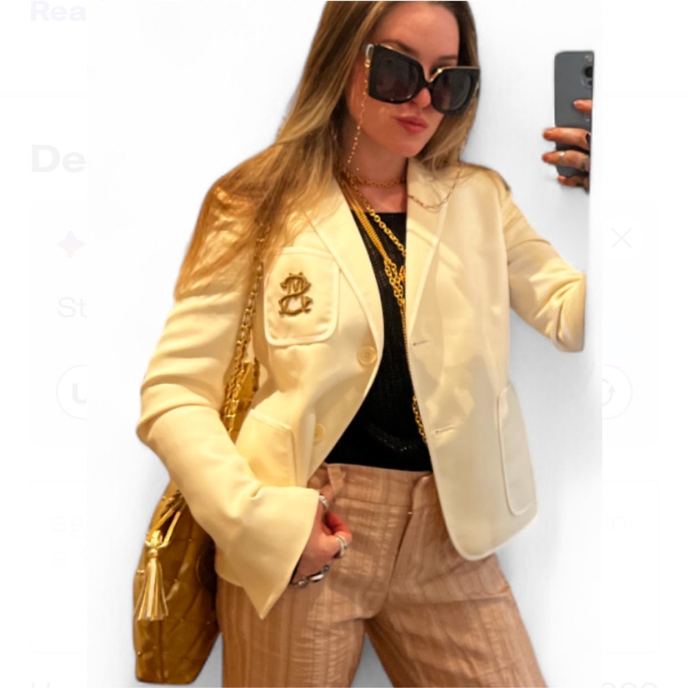 STELLA MCCARTNEY Cream Wool Crest Blazer (Retail $2,000+) - Picture 7 of 8